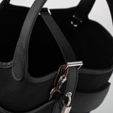 Hermes Handbag Hermès Picotin Cargo 18 Black Swift and Toile Canvas Palladium Hardware - Redeluxe