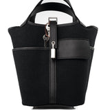 Hermes Handbag Hermès Picotin Cargo 18 Black Swift and Toile Canvas Palladium Hardware - Redeluxe
