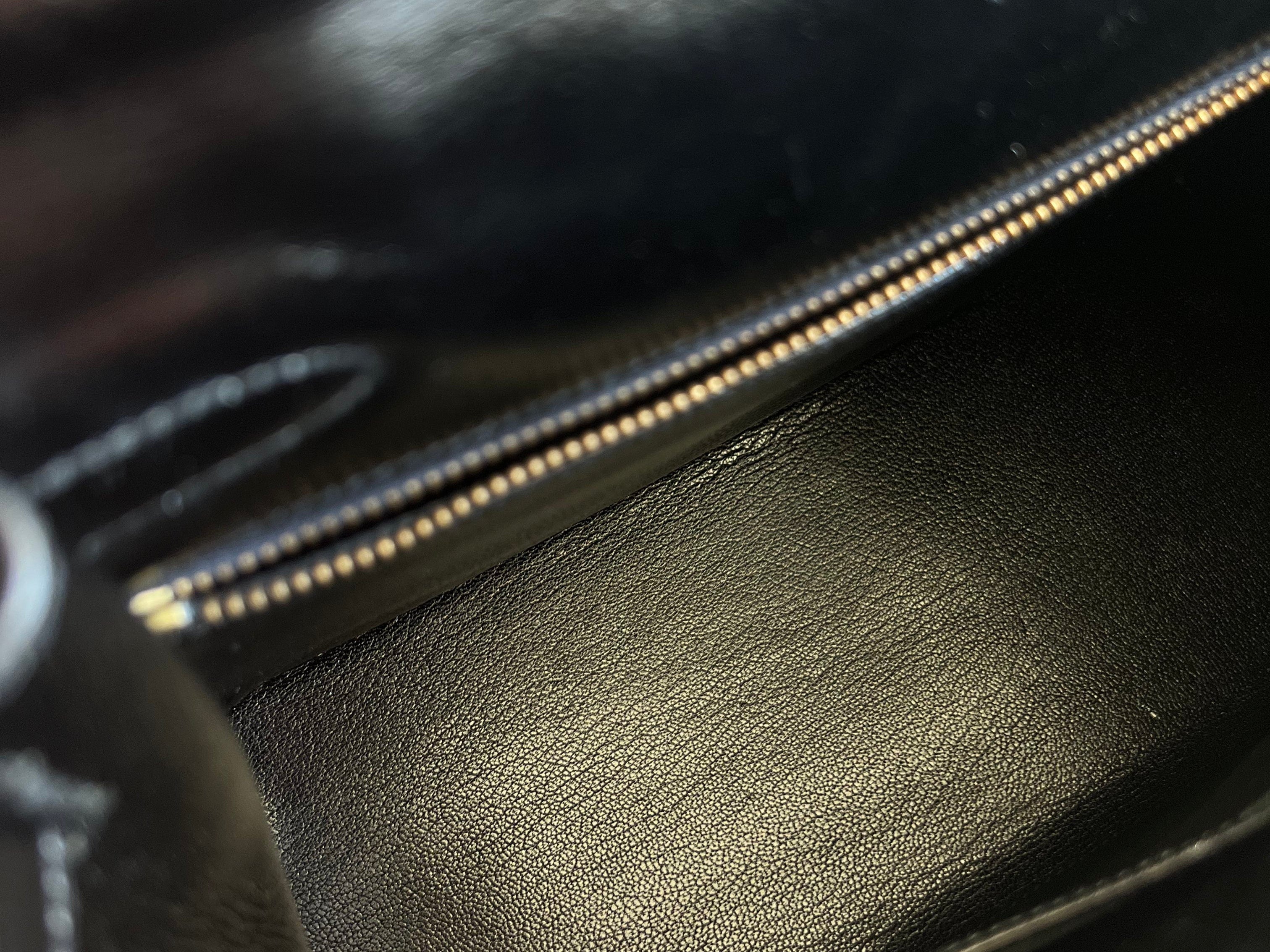 Hermes Handbag Hermes Vintage Kelly 28 Box Calfskin Black Gold Metal Fittings - Redeluxe