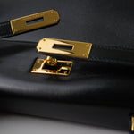 Hermes Handbag Hermes Vintage Kelly 28 Box Calfskin Black Gold Metal Fittings - Redeluxe