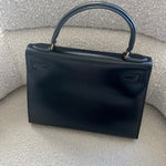 Hermes Handbag Hermes Vintage Kelly 28 Box Calfskin Black Gold Metal Fittings - Redeluxe