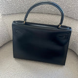 Hermes Handbag Hermes Vintage Kelly 28 Box Calfskin Black Gold Metal Fittings - Redeluxe