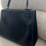 Hermes Handbag Hermes Vintage Kelly 28 Box Calfskin Black Gold Metal Fittings - Redeluxe
