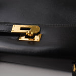 Hermes Handbag Hermes Vintage Kelly 28 Box Calfskin Black Gold Metal Fittings - Redeluxe