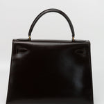 Hermes Handbag Hermes Vintage Kelly 28 Box Calfskin Chocolate Gold Metal Fittings - Redeluxe