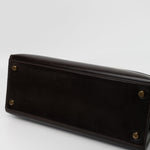 Hermes Handbag Hermes Vintage Kelly 28 Box Calfskin Chocolate Gold Metal Fittings - Redeluxe