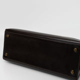 Hermes Handbag Hermes Vintage Kelly 28 Box Calfskin Chocolate Gold Metal Fittings - Redeluxe