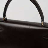 Hermes Handbag Hermes Vintage Kelly 28 Box Calfskin Chocolate Gold Metal Fittings - Redeluxe
