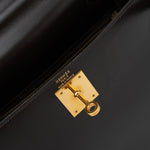 Hermes Handbag Hermes Vintage Kelly 28 Box Calfskin Chocolate Gold Metal Fittings - Redeluxe