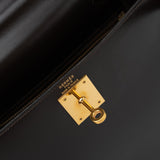 Hermes Handbag Hermes Vintage Kelly 28 Box Calfskin Chocolate Gold Metal Fittings - Redeluxe