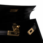 Hermes Handbag Hermes Vintage Mini Kelly Black Box Calfskin Leather Shoulder Bag - Redeluxe