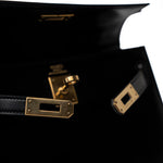 Hermes Handbag Hermes Vintage Mini Kelly Black Box Calfskin Leather Shoulder Bag - Redeluxe
