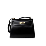 Hermes Handbag Hermes Vintage Mini Kelly Black Box Calfskin Leather Shoulder Bag - Redeluxe