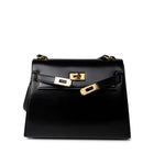 Hermes Handbag Hermes Vintage Mini Kelly Black Box Calfskin Leather Shoulder Bag - Redeluxe