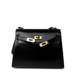 Hermes Handbag Hermes Vintage Mini Kelly Black Box Calfskin Leather Shoulder Bag - Redeluxe