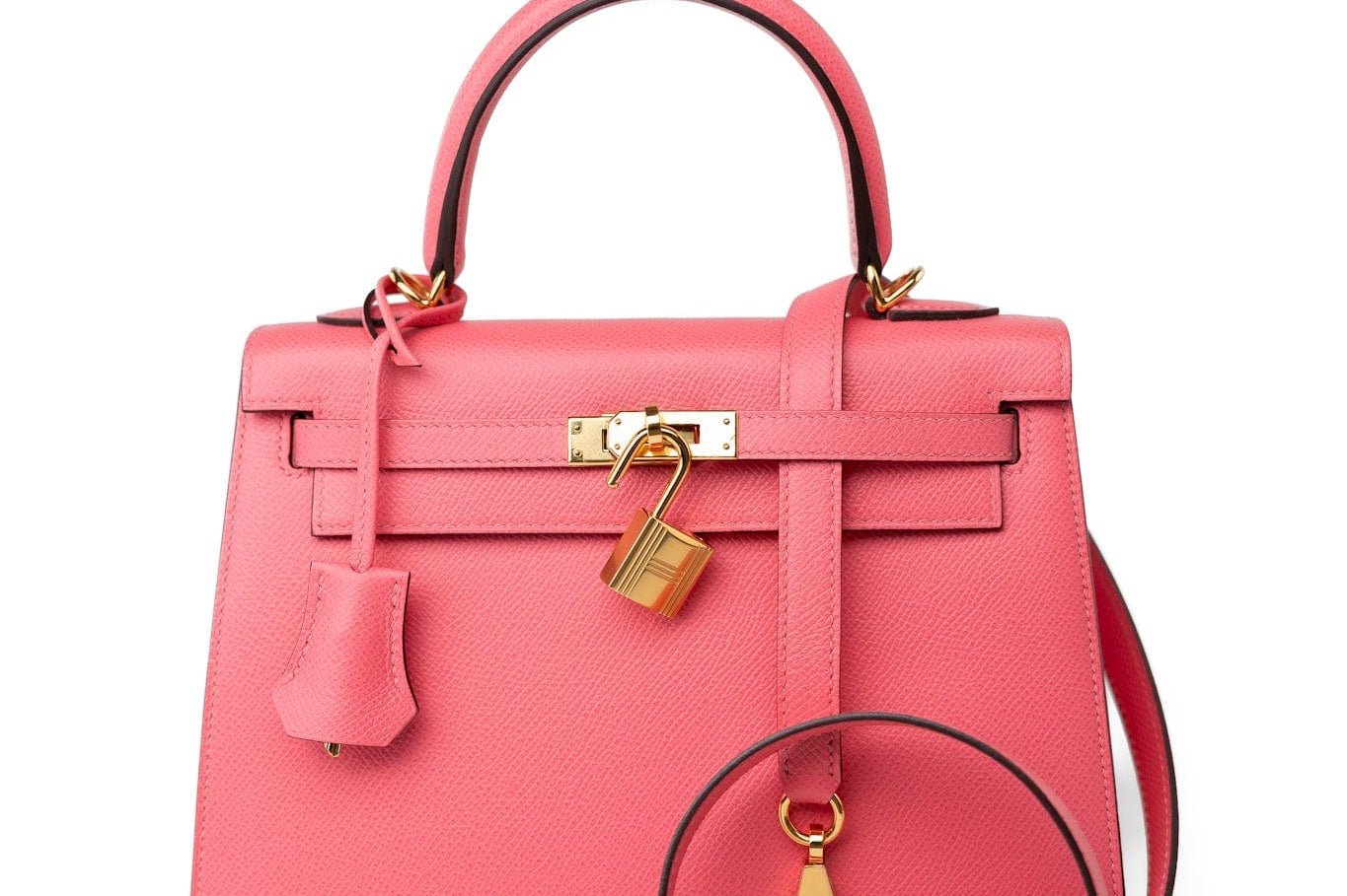 Hermes Handbag Kelly 25 Rose Azalée Veau Epsom Gold Plated C Stamp - Redeluxe