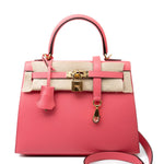 Hermes Handbag Kelly 25 Rose Azalée Veau Epsom Gold Plated C Stamp - Redeluxe