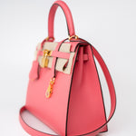 Hermes Handbag Kelly 25 Rose Azalée Veau Epsom Gold Plated C Stamp - Redeluxe