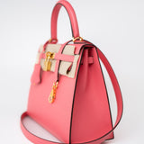 Hermes Handbag Kelly 25 Rose Azalée Veau Epsom Gold Plated C Stamp - Redeluxe