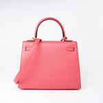 Hermes Handbag Kelly 25 Rose Azalée Veau Epsom Gold Plated C Stamp - Redeluxe