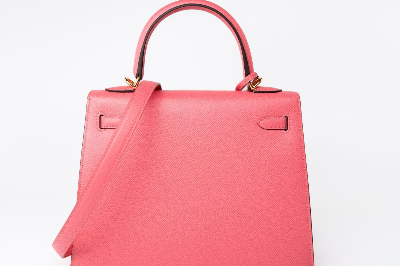Hermes Handbag Kelly 25 Rose Azalée Veau Epsom Gold Plated C Stamp - Redeluxe
