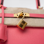 Hermes Handbag Kelly 25 Rose Azalée Veau Epsom Gold Plated C Stamp - Redeluxe