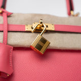 Hermes Handbag Kelly 25 Rose Azalée Veau Epsom Gold Plated C Stamp - Redeluxe
