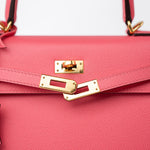 Hermes Handbag Kelly 25 Rose Azalée Veau Epsom Gold Plated C Stamp - Redeluxe