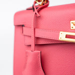 Hermes Handbag Kelly 25 Rose Azalée Veau Epsom Gold Plated C Stamp - Redeluxe