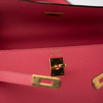 Hermes Handbag Kelly 25 Rose Azalée Veau Epsom Gold Plated C Stamp - Redeluxe