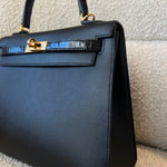 Hermes Handbag Kelly 25 Veau Madame Leather Shiny Niloticus Crocodile Skin Gold Plated - Redeluxe
