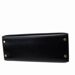 Hermes Handbag Kelly 28 Black Box Calfskin Leather Gold Hardware - Redeluxe