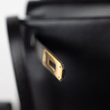Hermes Handbag Kelly 28 Black Box Calfskin Leather Gold Hardware - Redeluxe