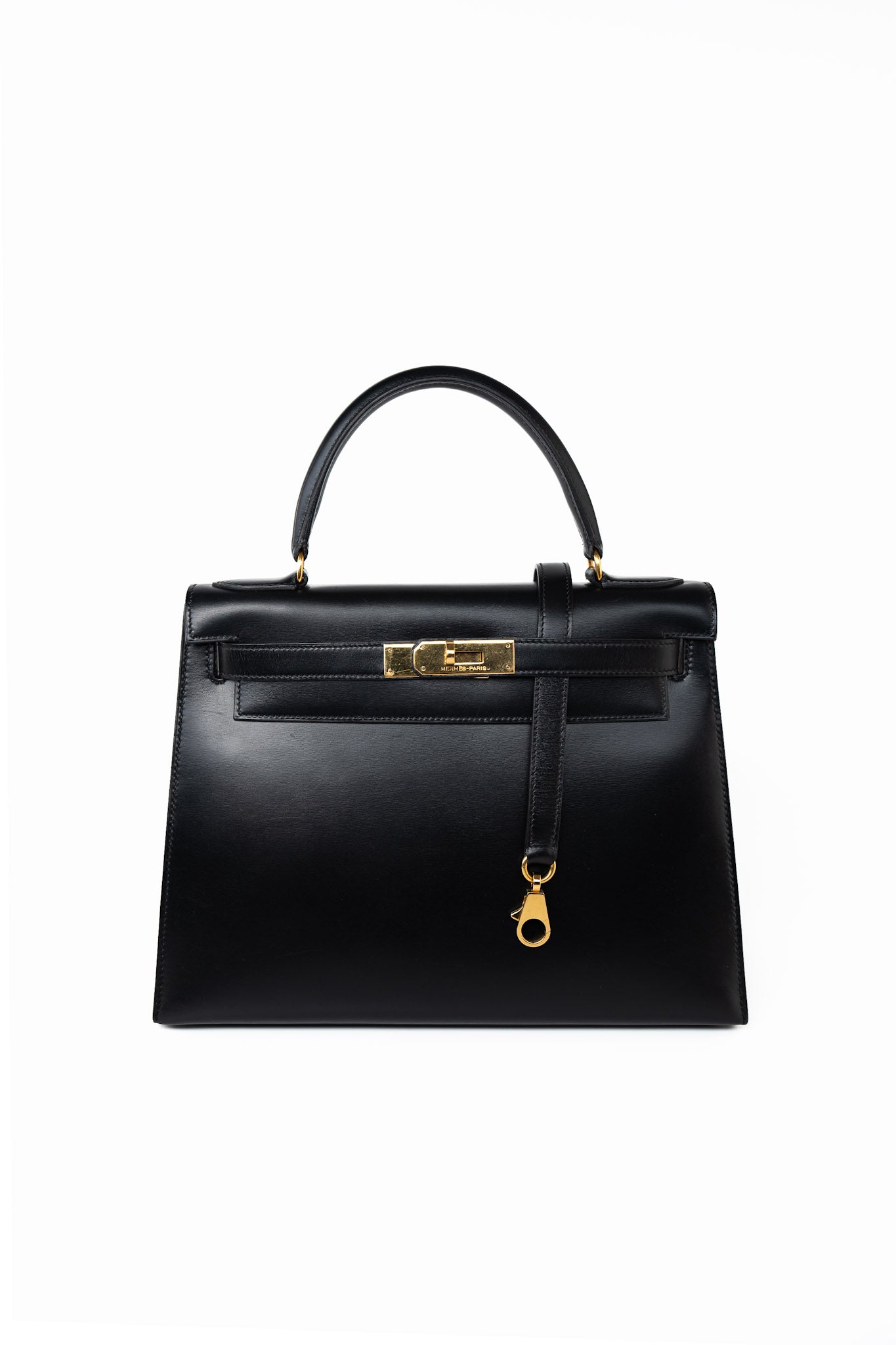 Kelly 28 Black Box Calfskin Leather Gold Hardware REDELUXE