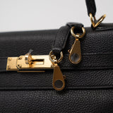 Hermes Handbag Kelly 28 Black Veau Togo Leather Gold Plated C Stamp - Redeluxe