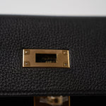 Hermes Handbag Kelly 28 Black Veau Togo Leather Gold Plated C Stamp - Redeluxe