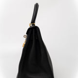 Hermes Handbag Kelly 28 Black Veau Togo Leather Gold Plated C Stamp - Redeluxe