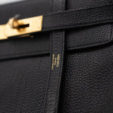 Hermes Handbag Kelly 28 Black Veau Togo Leather Gold Plated C Stamp - Redeluxe