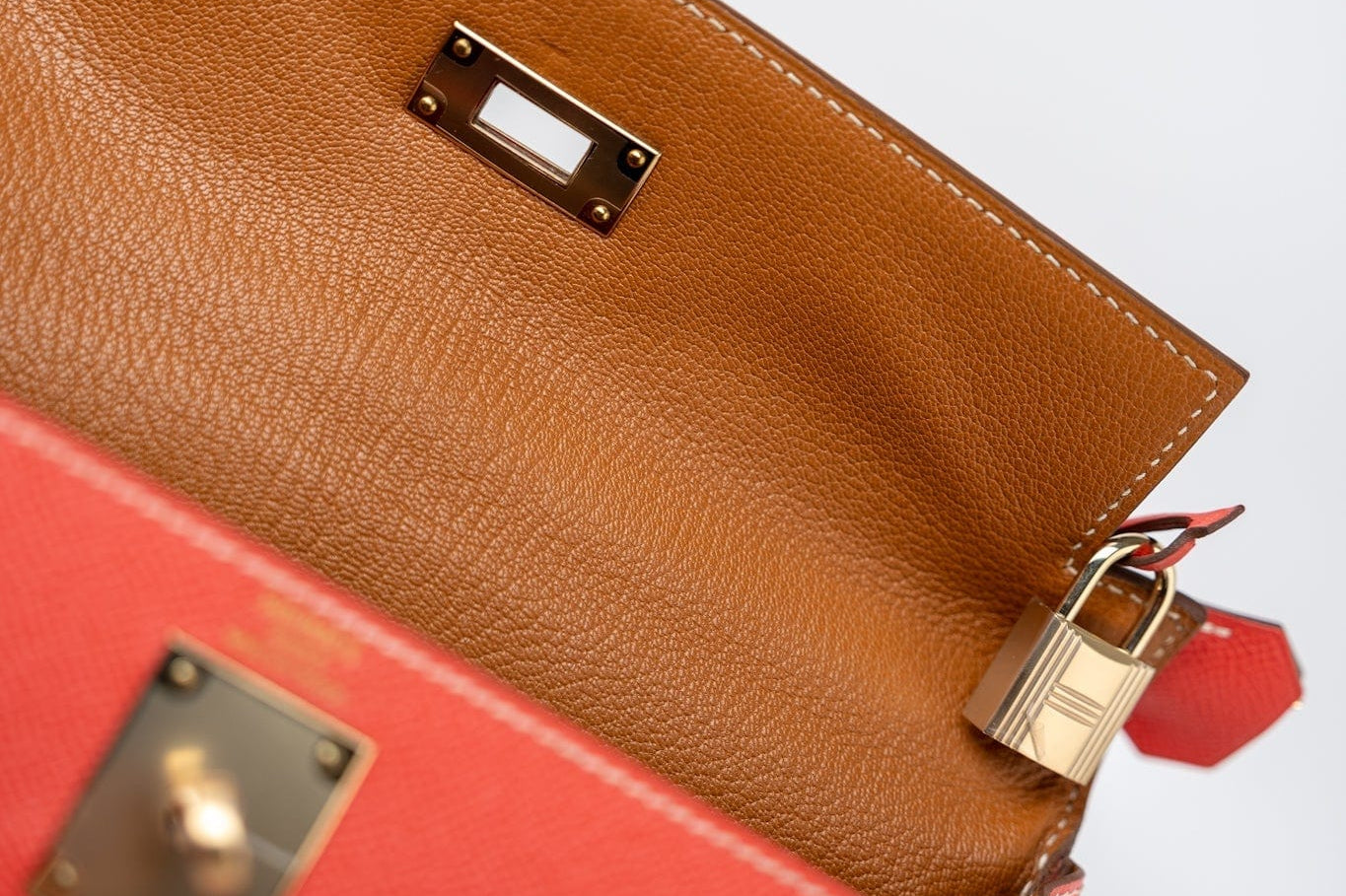 Hermes Handbag Kelly 28 Rose Jaipur Veau Epsom Leather Permabrass Hardware P Stamp - Redeluxe