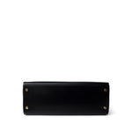 Hermes Handbag Kelly 32 Black Box Calfskin Gold Plated X Circle Stamp - Redeluxe