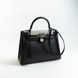 Hermes Handbag Kelly 32 Veau Swift Leather Toile Berline Palladium Plated Hardware 2019 D - Redeluxe