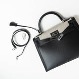 Hermes Handbag Kelly 32 Veau Swift Leather Toile Berline Palladium Plated Hardware 2019 D - Redeluxe