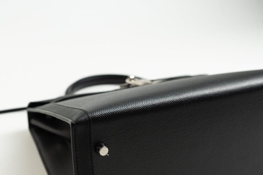 Hermes Handbag Kelly 32 Veau Swift Leather Toile Berline Palladium Plated Hardware 2019 D - Redeluxe