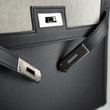 Hermes Handbag Kelly 32 Veau Swift Leather Toile Berline Palladium Plated Hardware 2019 D - Redeluxe