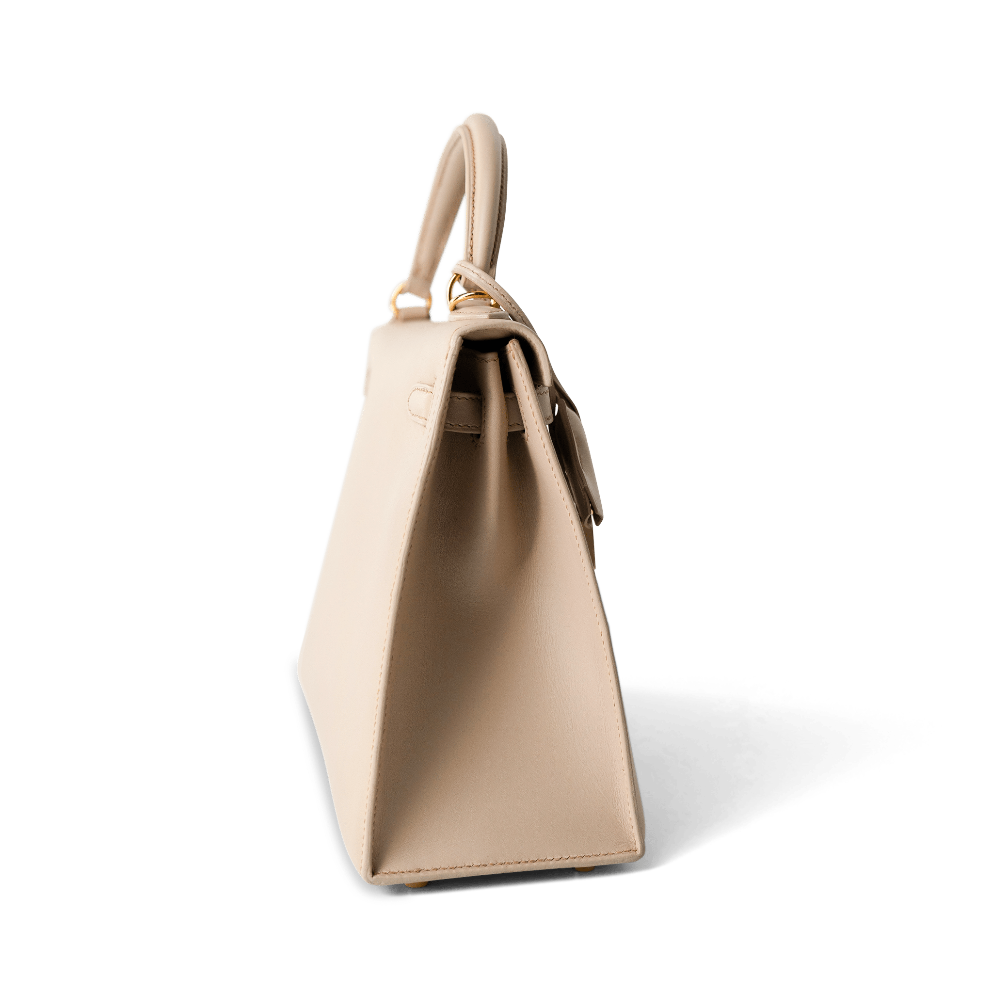 Hermes Handbag Kelly / Beige Kelly 25 Beige Box Calfskin Leather Gold Plated Hardware E Square Stamp - Redeluxe