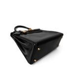 Hermes Handbag Kelly / Black Kelly 28 Retourne Black Box Calfskin Leather Gold Plated Hardware A Square Stamp - Redeluxe