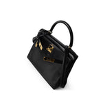 Hermes Handbag Kelly / Black Kelly 28 Retourne Black Box Calfskin Leather Gold Plated Hardware A Square Stamp - Redeluxe