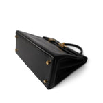 Hermes Handbag Kelly / Black Kelly 28 Retourne Black Box Calfskin Leather Gold Plated Hardware A Square Stamp - Redeluxe