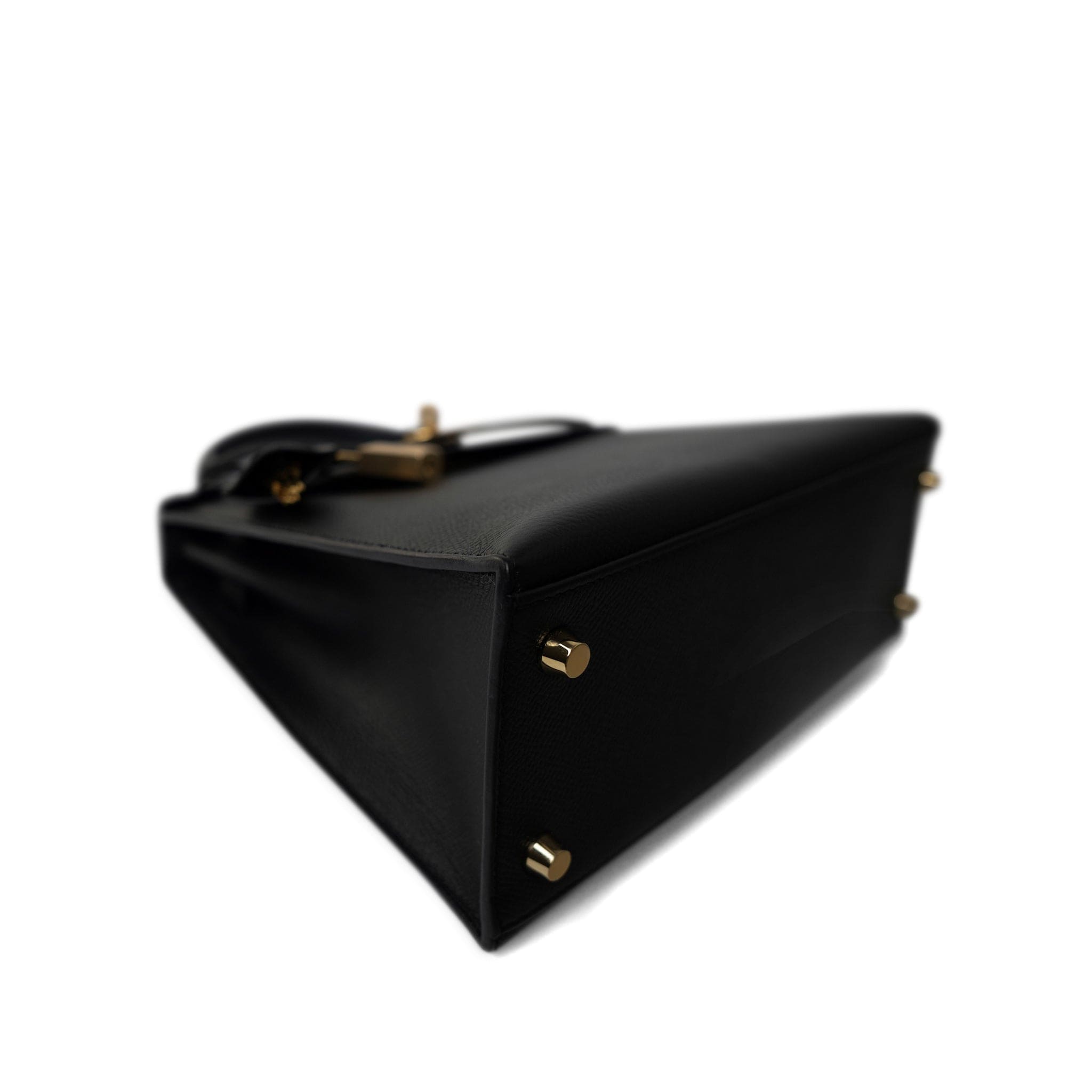 Hermes Handbag Kelly / Black Kelly Sellier 25 Black Veau Epsom Leather Gold Plated Hardware C Stamp - Redeluxe