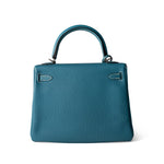 Hermes Handbag Kelly / Blue Hermes Kelly 25 Blue Jean Veau Togo Leather Palladium Plated Y Stamp - Redeluxe